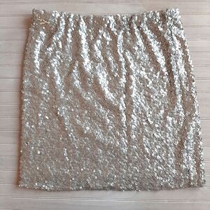 New York & Company Classy Stretch Champagne Sequin Mini Fitted Pencil Skirt